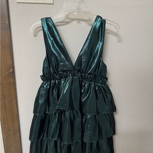 ZARA Shimmering Green Tiered Dress Size Small